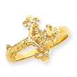 14K Gold Diamond Cut Crucifix Ring