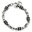 Stainless Steel and Rubber Accent Barrel Link Bracelet