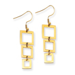 Stainless Steel Gold Color IP-plated Rectangle Dangle Earrings