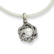 Stainless Steel Cultured Pearl & Cubic Zirconia Pendant
