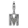 Sterling Silver Cubic Zirconia Letter M With Lobster Clasp Charm