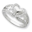 Sterling Silver And Cubic Zirconia Polished Pure Heart Ring