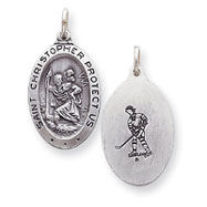 Picture of Sterling Silver St. Christopher Medal, Hockey Charm