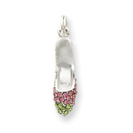 Picture of Sterling Silver Pink & Green CZ High Heel Shoe Charm
