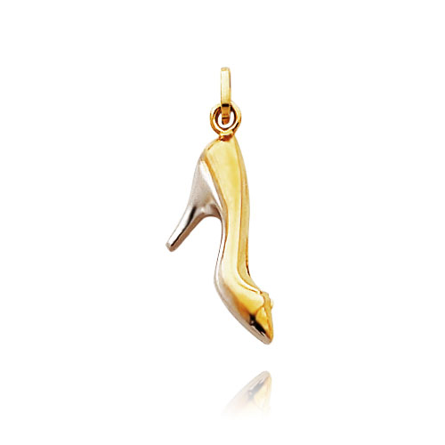 Picture of 14K Yellow Gold  Rhodium French High Heel Shoe Charm