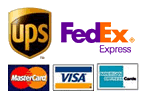 Shipping: UPS, FedEx. Payment: Visa, Mastercard, American Express