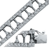 Picture of 14K White Gold Designer Diamond T Style Link Bracelet