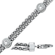 Picture of 14K White Gold 0.32ct Diamond 7 Pointer & Double Chain Bracelet