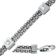 Picture of 14K White Gold Diamond 7 Square Beads & Double Chain Bracelet