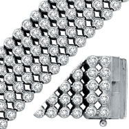 Picture of 14K White Gold Five Row Diamond Bezel Set Wide Bracelet