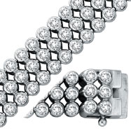Picture of 14K White Gold Diamond Bezel Tri-Row Bracelet