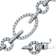 Picture of 14K White Gold Diamond Oval & Round Link Bracelet