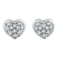 Picture of 14K White Gold .17ct Diamond Heart Post Earrings