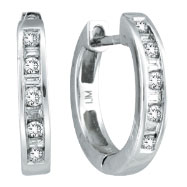 Picture of 14K White Gold .25ct Diamond Channel Set Hoop Earrings
