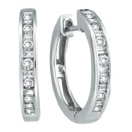 Picture of 14K White Gold .50ct Diamond Channel Set Hoop Earrings