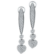 Picture of 14K White Gold 1.02ct Diamond Triple Graduated Heart Earrings