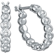 Picture of 14K White Gold .52ct Diamond Bezel Set Hoop Earrings