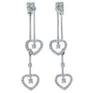 Picture of 14K White Gold .61ct Diamond Heart Drop Post Earrings
