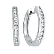 Picture of 14K White Gold Channel Set .50ct 20-Diamond Hoop Earrings