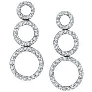 Picture of 14K White Gold 1.0ct  98-Diamond Triple Circle Graduated Post Dangle Earrings
