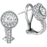 Picture of 14K White Gold 1.05ct Bezel-Set Diamond French-Style Post Earrings