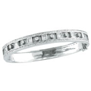 Picture of 14K White Gold Princess Cut & Round Diamond Bangle Bracelet