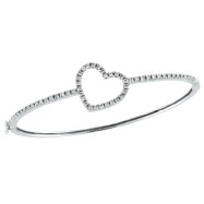Picture of 14K White Gold Diamond Heart Bangle Bracelet