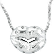Picture of 18K White Gold .21ct Diamond Studded Lips Pendant On Snake Chain Necklace