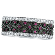 Picture of 14K White Gold Pink Sapphire and Diamond Eternity Band Ring