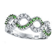 Picture of 14K White Gold Tsavorite and Diamond Swirl Ring