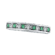 Picture of 14K White Gold Emerald And Diamond Stackable Ring