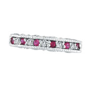 Picture of 14K White Gold Pink Sapphire And Diamond Stackable Ring