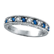 Picture of 14K White Gold .23ct Diamond and Sapphire Ring Band