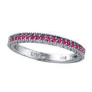 Picture of 14K White Gold Pink Sapphire Stackable Band Ring