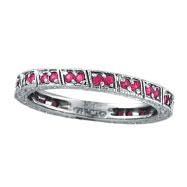 Picture of 14K White Gold Fancy Pink Sapphie Stackable Eternity Ring