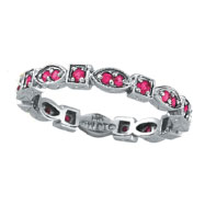 Picture of 14K White Gold Pink Sapphire Stackable Eternity Band