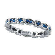 Picture of 14K White Gold Blue Sapphire Stackable Eternity Band