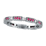 Picture of 14K White Gold .28ct Diamond And Pink Sapphire Eternity Band Stackable Ring