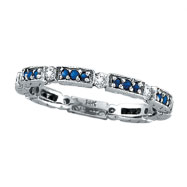 Picture of 14K White Gold .28ct Diamond And Blue Sapphire Eternity Band
