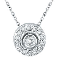 Picture of 14K White Gold .25ct Diamond Circular Pendant Necklace