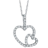 Picture of 14K White Gold .40ct Diamond Double Heart Pendant Necklace