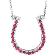 Picture of 14K White Gold .21ct Pink Sapphire & .04ct Diamond Horseshoe Pendant Necklace