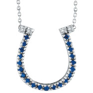Picture of 14K White Gold .19ct Sapphire Horseshoe & .04ct Diamond Pendant Necklace