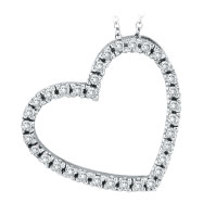 Picture of 14K White Gold .40ct Diamond Slanted Heart Pendant Necklace