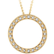 Picture of 14K Gold .25ct Diamond Circle Necklace Pendant On Cable Chain Necklace