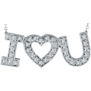 Picture of 14K White Gold .30ct Diamond "I Love You" Pendant Necklace