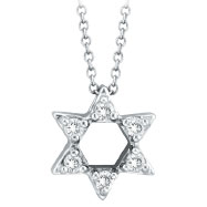 Picture of 14K White Gold .19ct Diamond Jewish Star of David Pendant On Cable Chain Necklace
