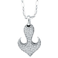 Picture of 14K White Gold .80 Diamond Anchor Pendant On Chain Necklace
