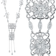 Picture of 14K White Gold Diamond Fancy Filigree Necklace