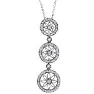 Picture of 14K White Gold .86ct Diamond Triple Circle Pendant On Cable Chain Necklace